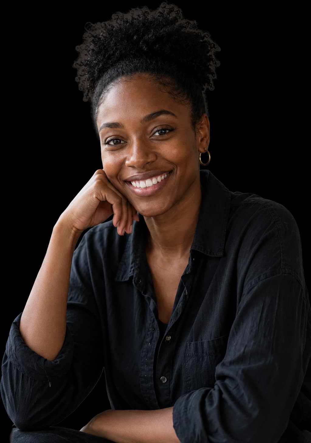 A smiling student planning her move abroad